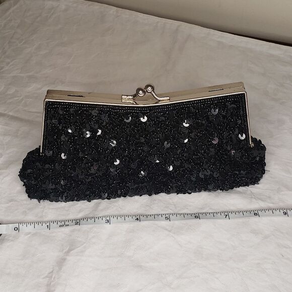 Black Beaded Evening Clutch Purse - Picture 8 of 11